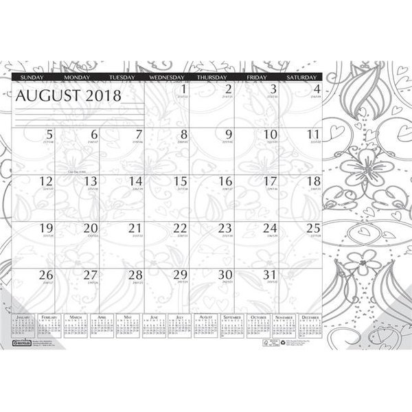 House Of Doolittle House of Doolittle 1589287 Academic Doodle Desk Pad with Black & White Coloring Section 1589287
